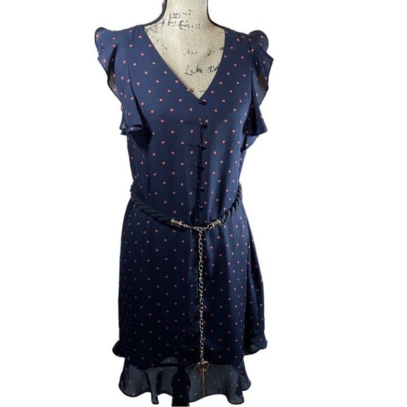 Cece Blue and red ruffled polkadot dress - Picture 5 of 11